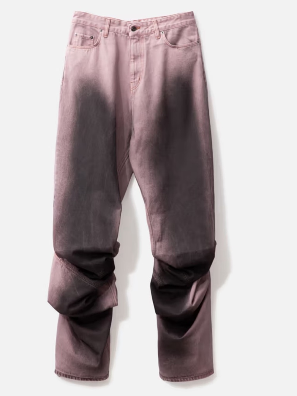 Y/Project Draped Cuff Jeans in Pink to Black Ombre